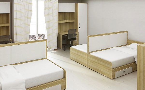 Luxdezine Dormitory Quadruple Bed Furniture Study Table Chair Cabinet