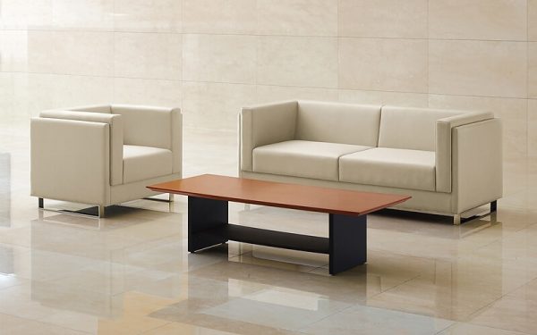 Luxdezine White Sofa Wood Table
